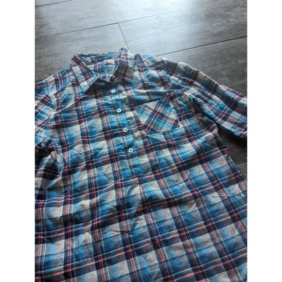 PRANA GINA Plaid 3/4 Placket Rolled Up Sleeves Shirt - Picture 4 of 6
